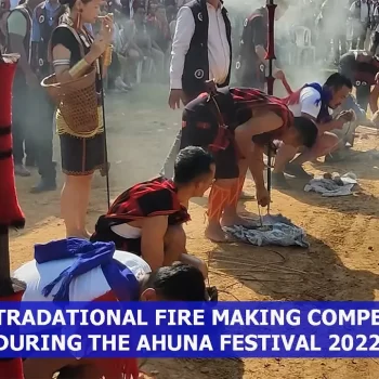 Tradational fire making competetion during the Ahuna festival 2022